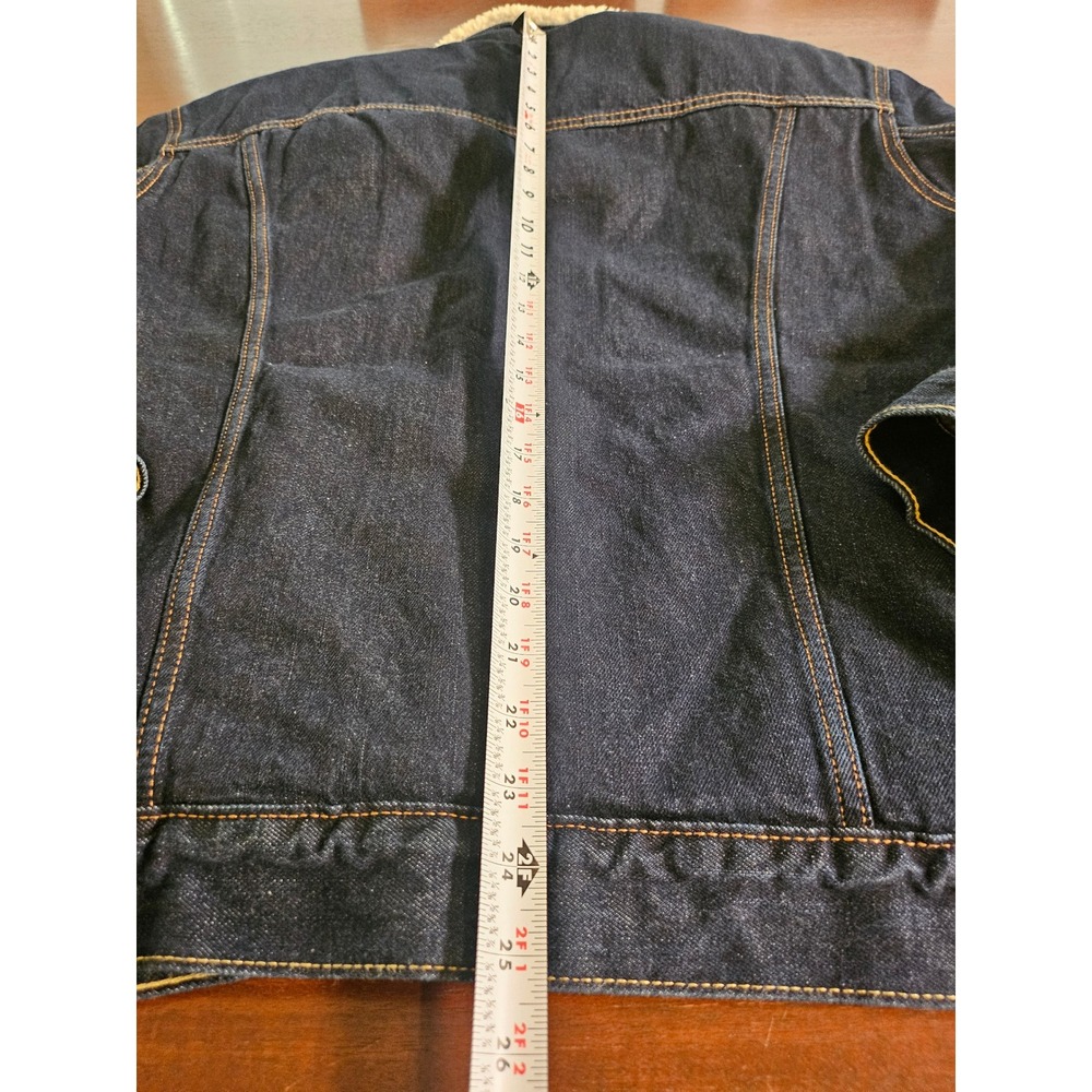 Levi's Sherpa Lined Denim Trucker Jacket Mens XL Dark Wash Indigo Blue New - Picture 7 of 8